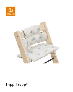 Stokke Accessori Seggioloni-Tripp Trapp? Classic Cushion Birds Blue Ocscuscino Per Seggiolonemorbido E Avvolgente Per Il Tuo Bambino