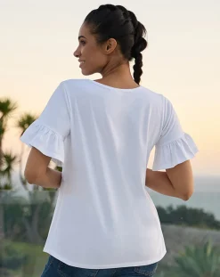 Prenatal T Shirt Allattamento-T-Shirt Allattamento Bianca Con Ruches