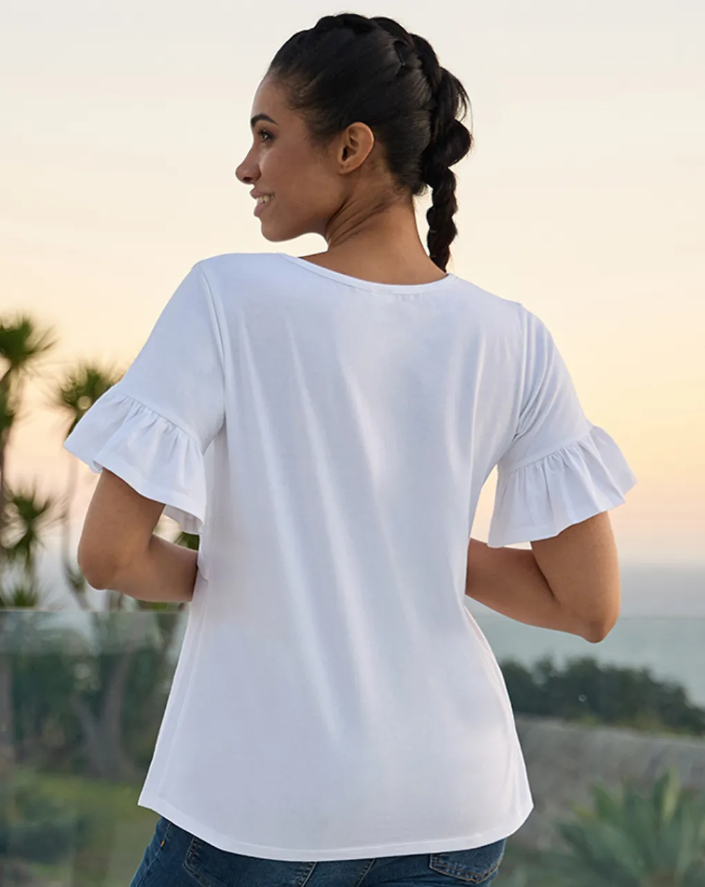 Prenatal T Shirt Allattamento-T-Shirt Allattamento Bianca Con Ruches