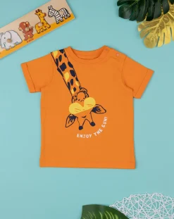 Prenatal Magliette Camicie E Body-T-Shirt Bambino Arancione Con Stampa Giraffa