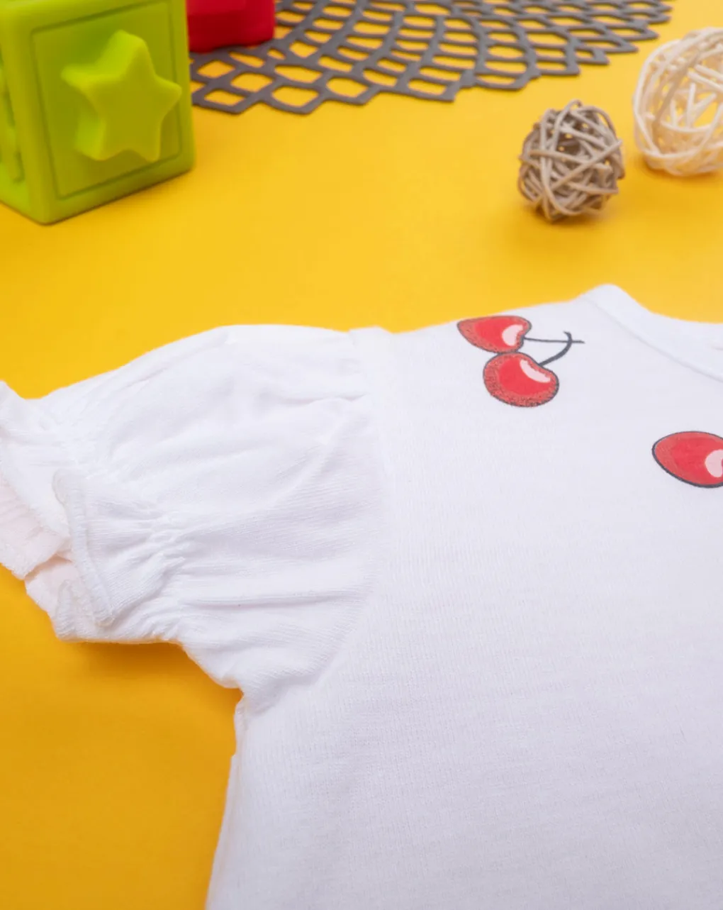 Prenatal Magliette Camicie E Body-T-Shirt Bimba Bianca "Ciliegie”