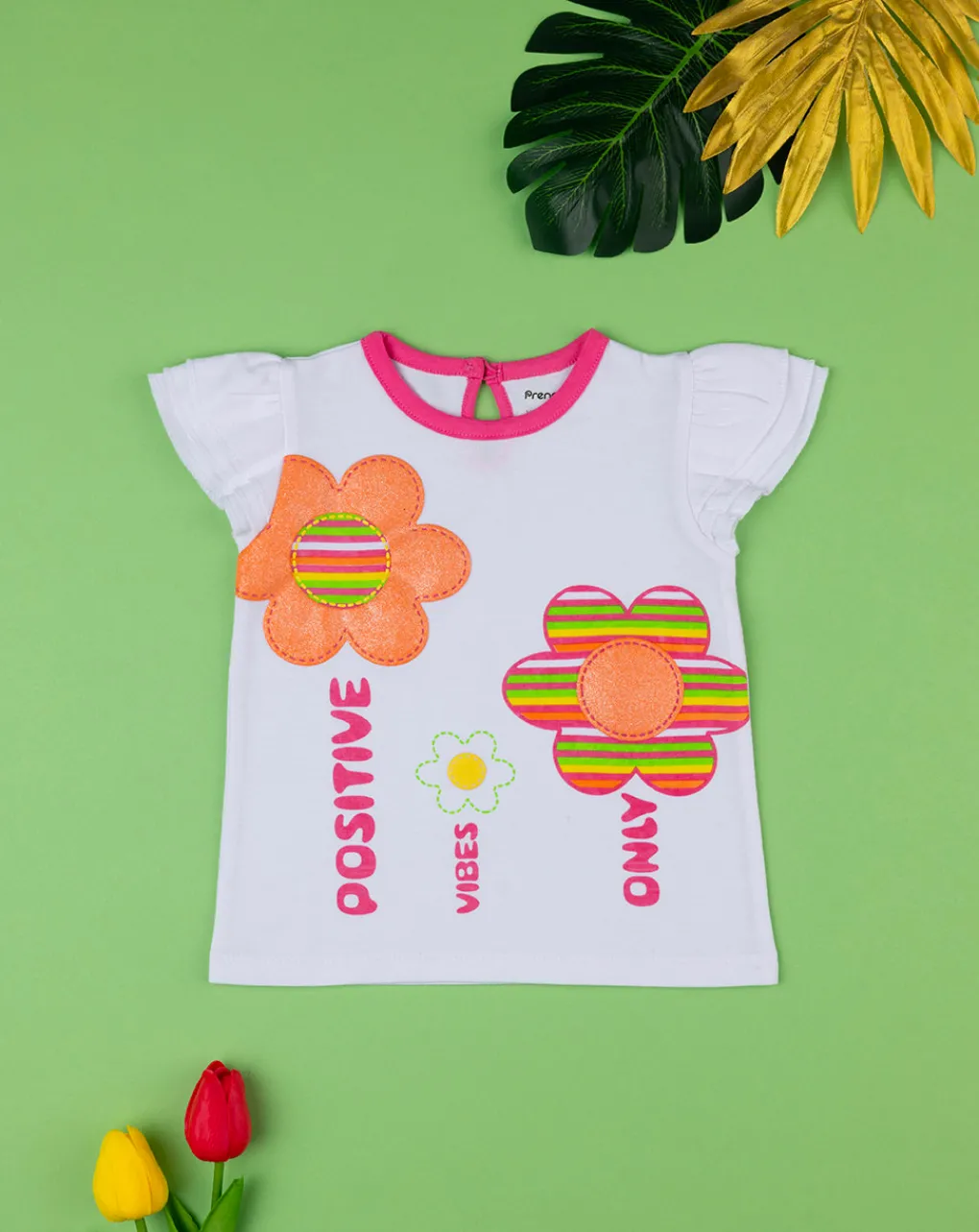 Prenatal Magliette Camicie E Body-T-Shirt Bimba Bianca/Rosa