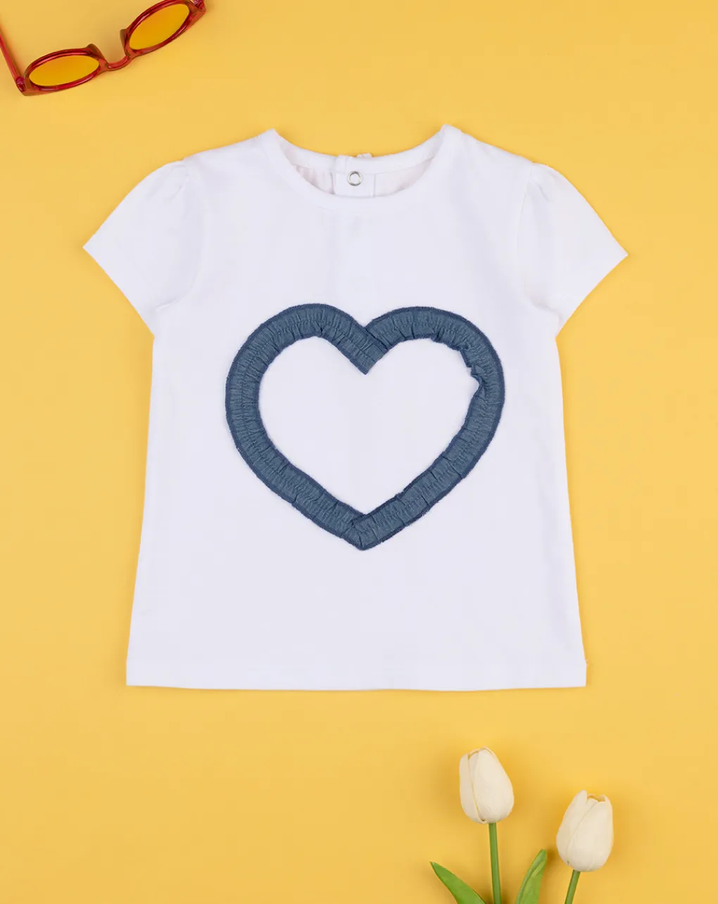 Prenatal Magliette Camicie E Body-T-Shirt Bimba "Cuore” Denim
