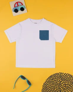 Prenatal Magliette E Camicie-T-Shirt Bimbo Bianco Con Taschino
