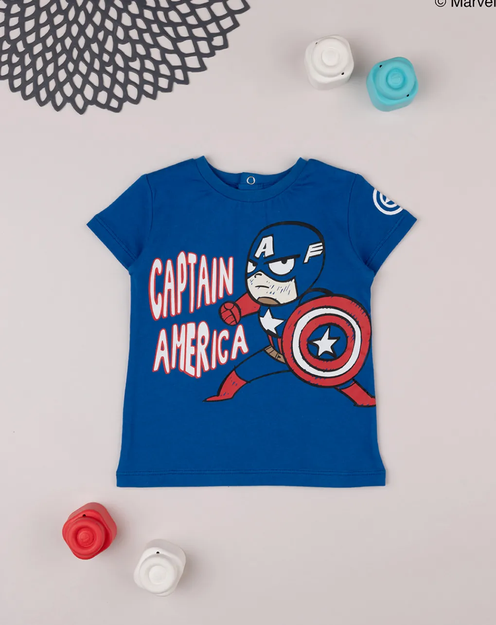 Prenatal Magliette Camicie E Body-T-Shirt Bimbo Blu "Capitan America”