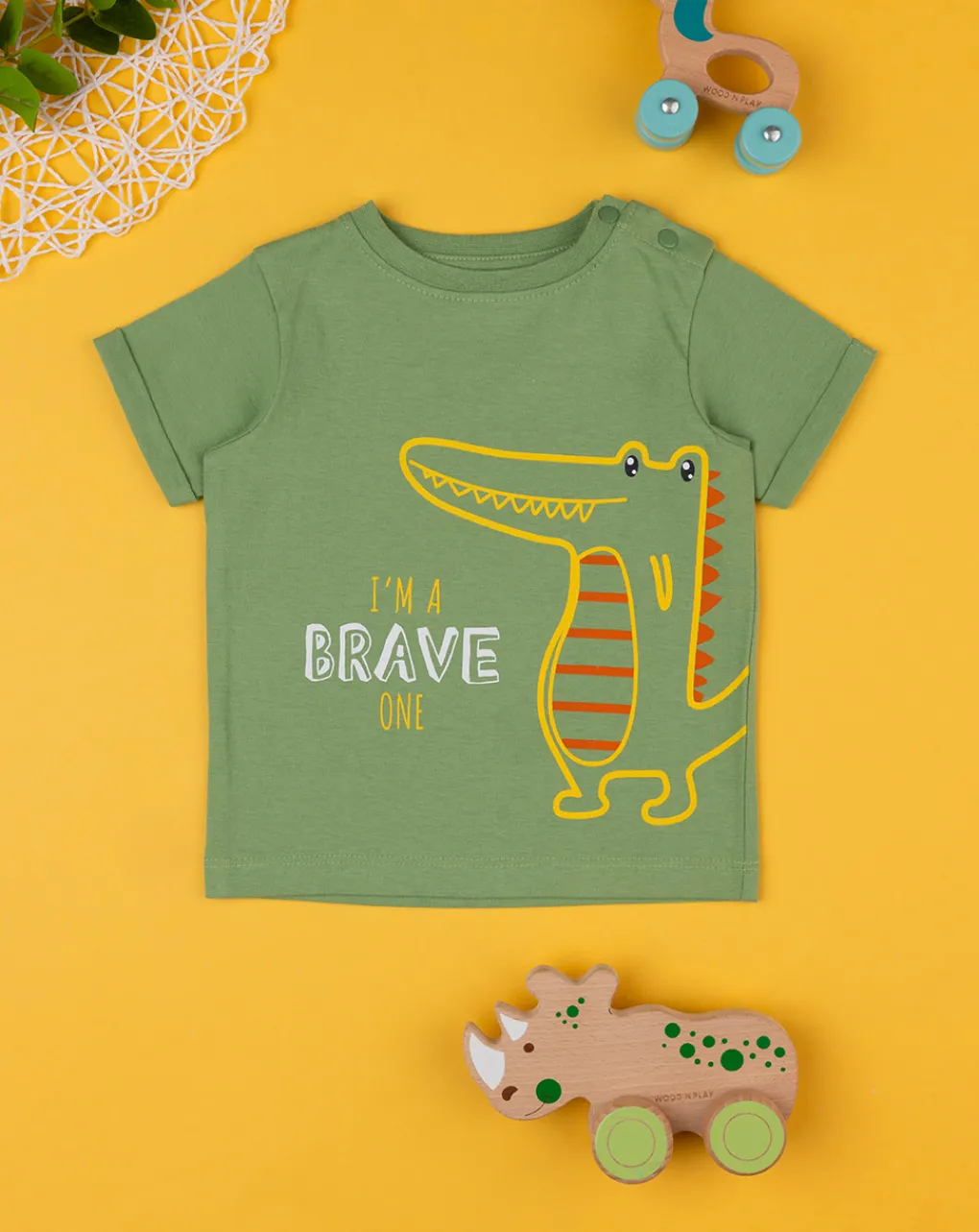 Prenatal Magliette Camicie E Body-T-Shirt Bimbo Verde "Dinosauri”