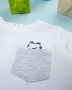 Prenatal Magliette-T-Shirt Jersey Bimbo Bianca/Grigia