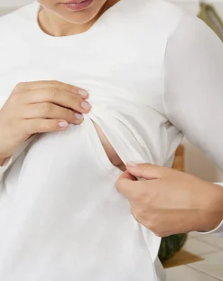 Prenatal T Shirt Allattamento-T-Shirt Premaman Allattamento Bianca