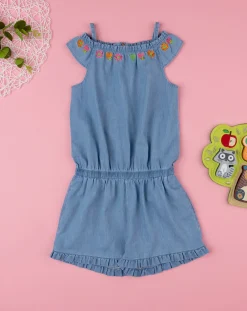 Prenatal Vestiti E Completi-Tutina Chambray Blu Denim Bimba