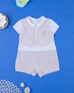 Prenatal Abiti Completi E Tutine-Tutina Lino Neonato Effetto Doppio Rigato