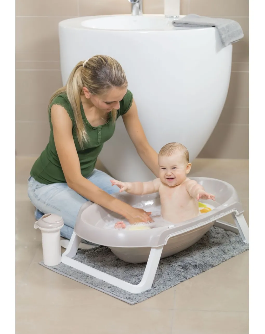 Okbaby Vaschette E Accessori-Vaschetta Pieghevole Onda Slim Grigia 0-12 Mesi - Ok Baby
