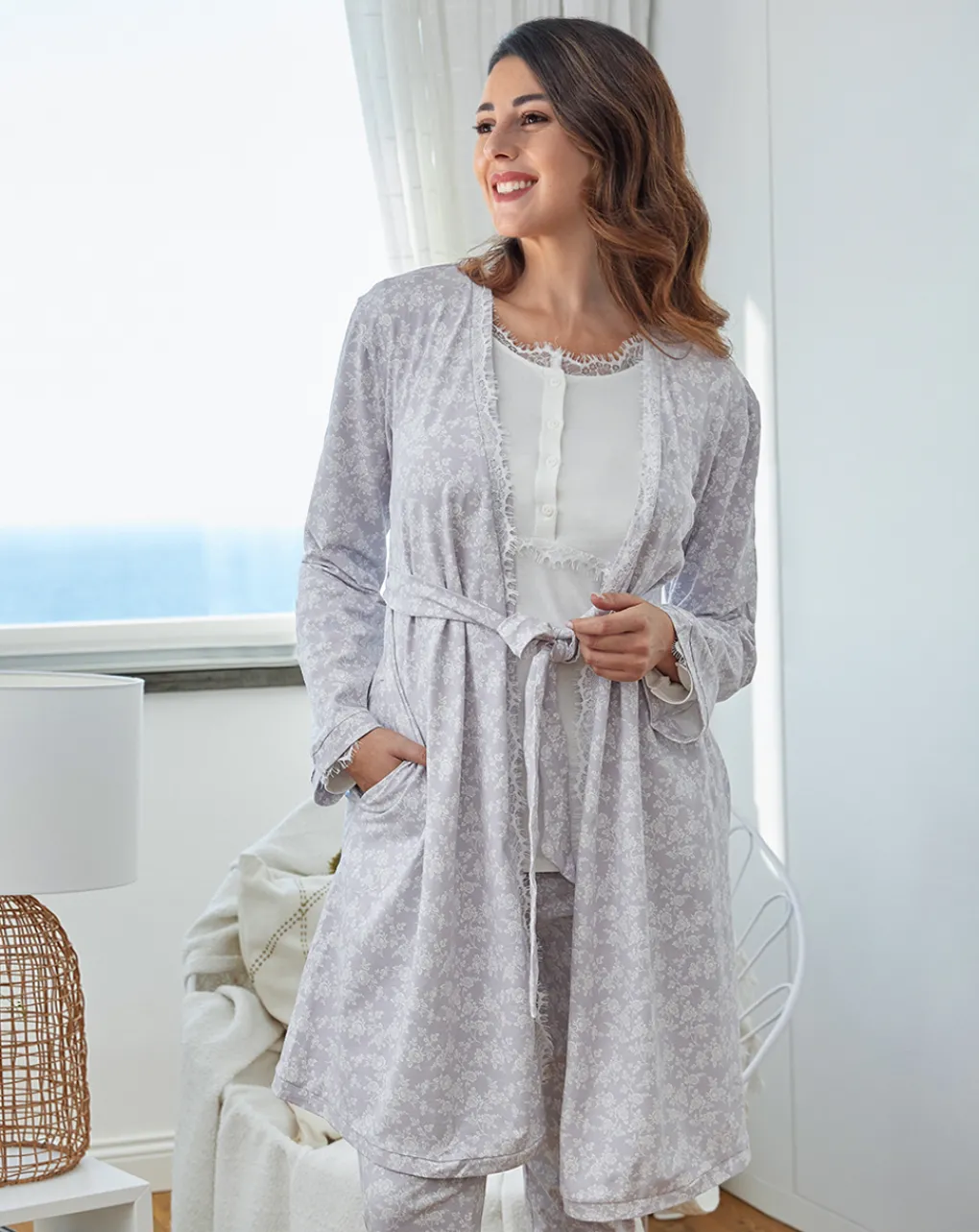 Prenatal Vestaglie-Vestaglia Premaman Allattamento Fantasia Rose